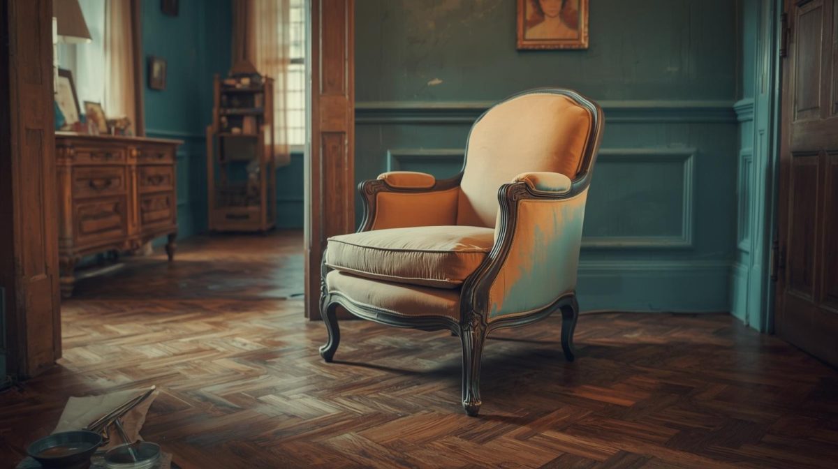 Fauteuil retapissé par L'Atelier du Temps